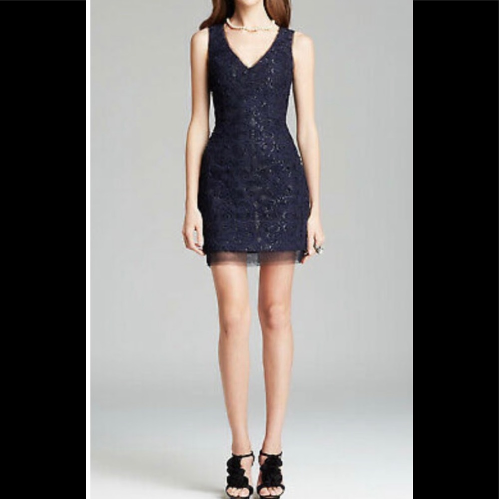 BCBG Marissa Rosette Embellished Sheath Dress